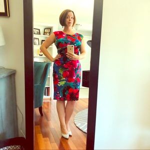 Connected Apparel Faux Wrap Floral Dress